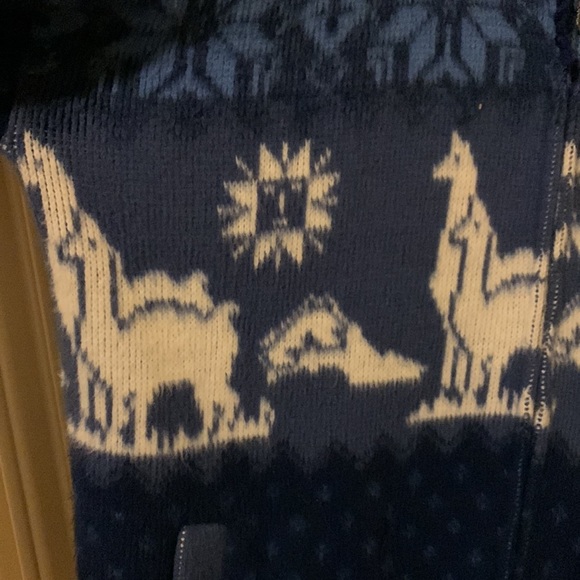 Aly Marka Blue and White Lama Nordic Jacket Size Large - Picture 2 of 8